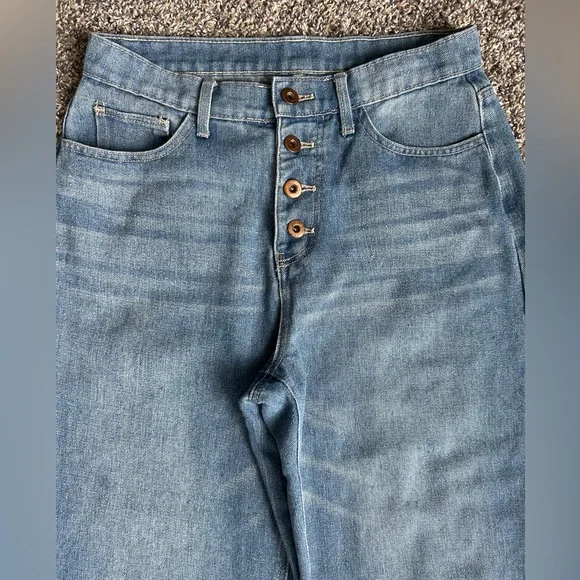 Women’s High Rise Button Fly wide Leg Barrel Jeans size medium - Picture 2 of 7